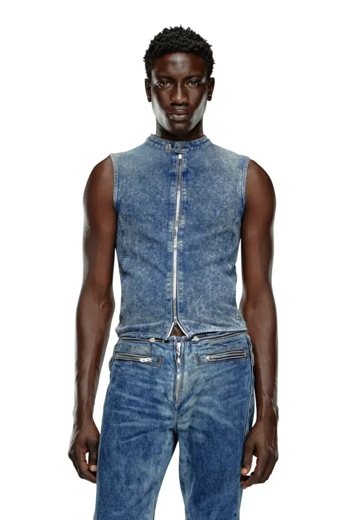d-nata-fse Haut sans manches en denim avec détails motard