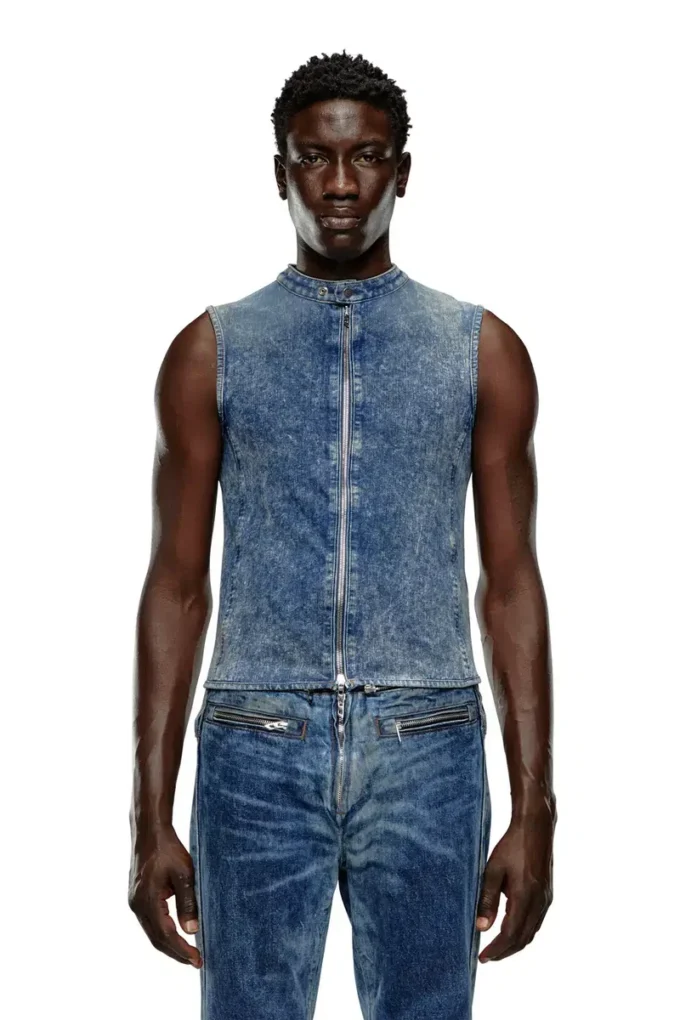 d-nata-fse Haut sans manches en denim avec détails motard