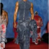 d-calur-fse Veste en denim avec détails zip motard