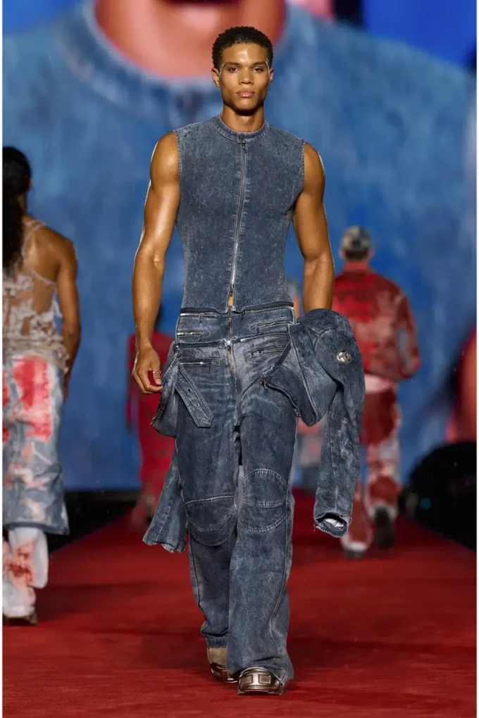 d-calur-fse Veste en denim avec détails zip motard