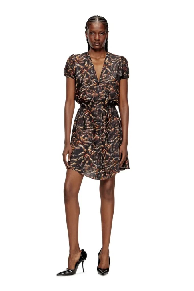 d-ollish Robe en viscose avec ceinture à la taille