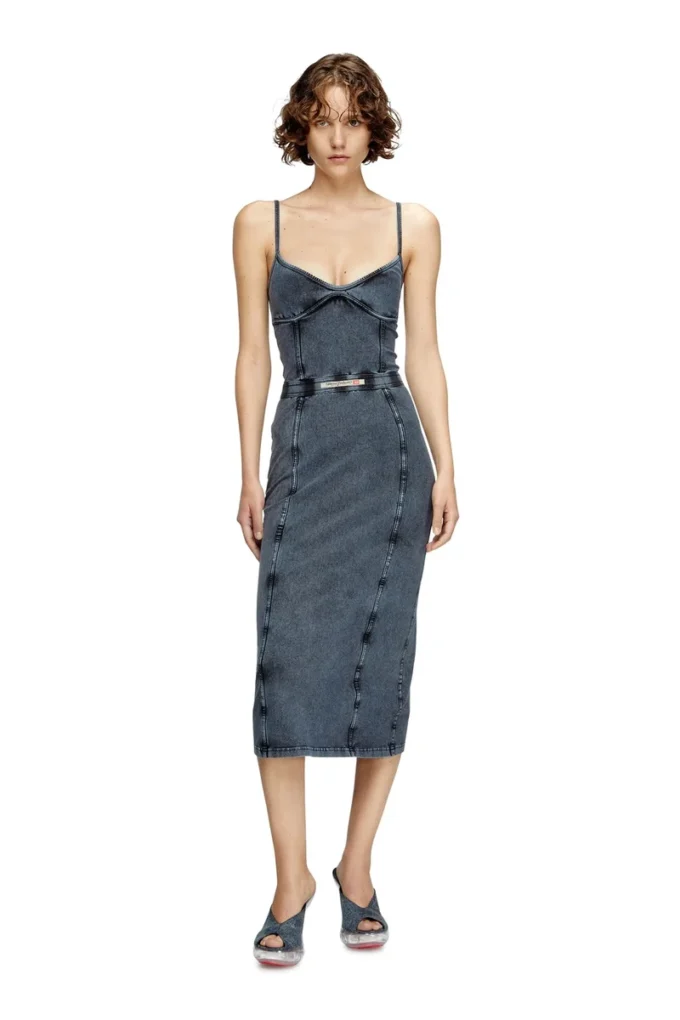 d-ony Robe midi en jersey effet denim