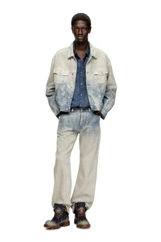 d-ranger Veste trucker en denim jacquard Prince de Galles