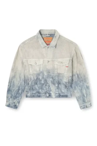 d-ranger Veste trucker en denim jacquard Prince de Galles