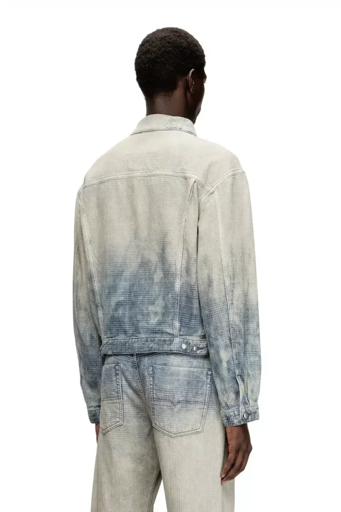 d-ranger Veste trucker en denim jacquard Prince de Galles