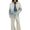 d-ranger Veste trucker en denim jacquard Prince de Galles