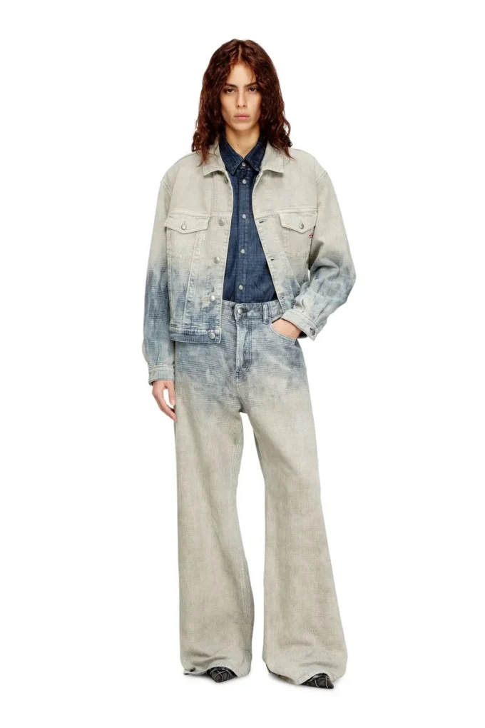 d-ranger Veste trucker en denim jacquard Prince de Galles