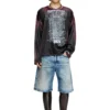 d-rixford-s Short en denim avec imprimé paroles de chanson