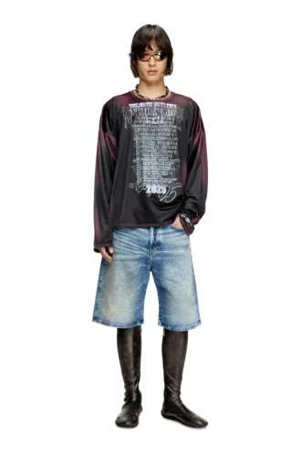 d-rixford-s Short en denim avec imprimé paroles de chanson