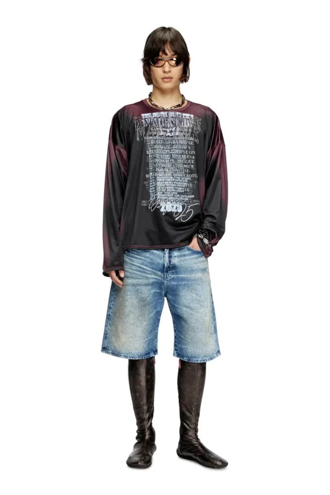 d-rixford-s Short en denim avec imprimé paroles de chanson