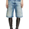 d-rixford-s Short en denim avec imprimé paroles de chanson