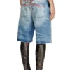 d-rixford-s Short en denim avec imprimé paroles de chanson