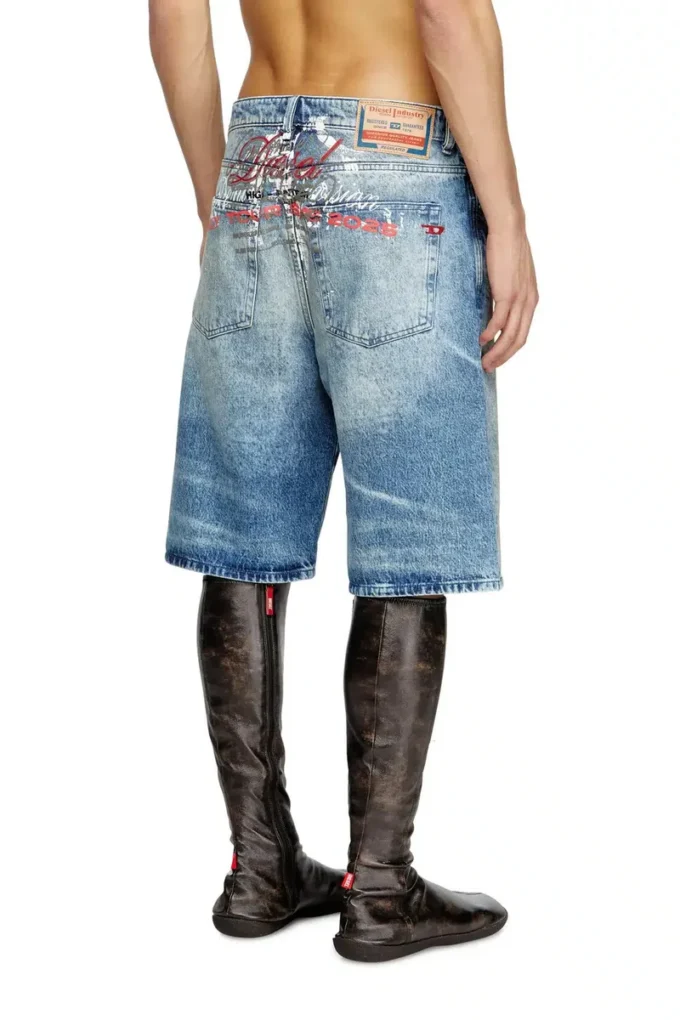 d-rixford-s Short en denim avec imprimé paroles de chanson