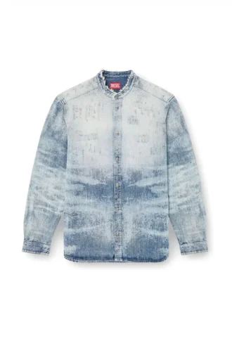 d-simp-fsh Chemise en denim nid d&rsquo;abeille vieilli