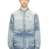 d-simp-fsh Chemise en denim nid d&rsquo;abeille vieilli
