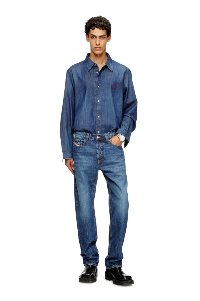 d-simply Chemise en denim avec logo brodé
