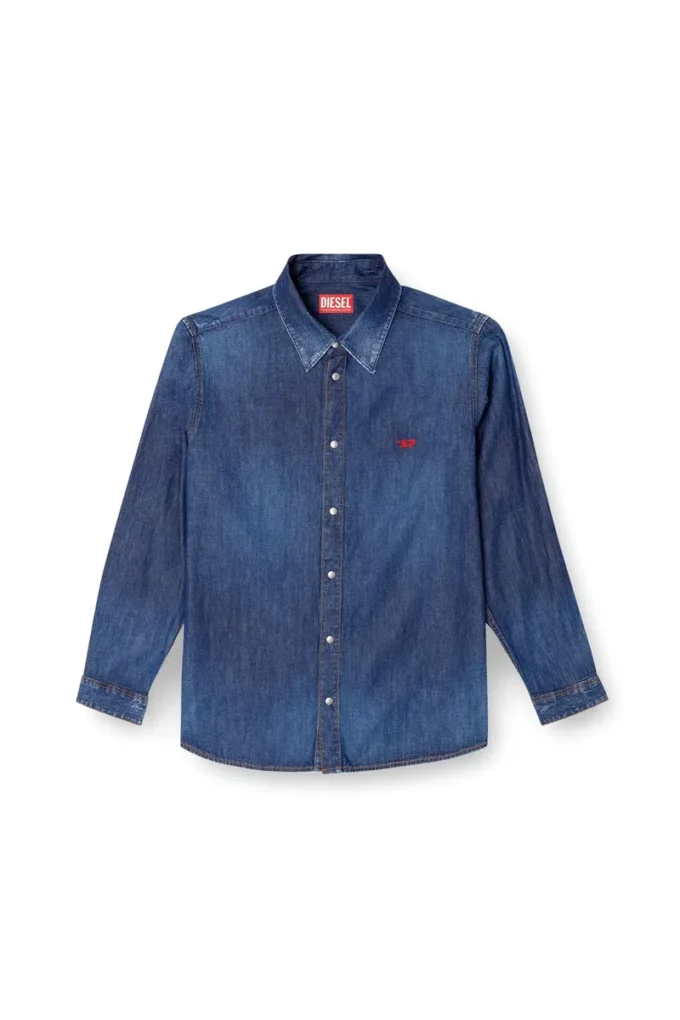 d-simply Chemise en denim avec logo brodé
