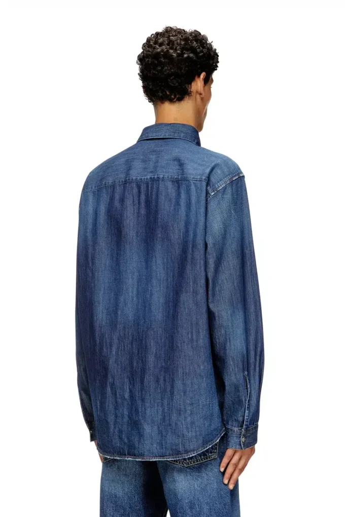 d-simply Chemise en denim avec logo brodé