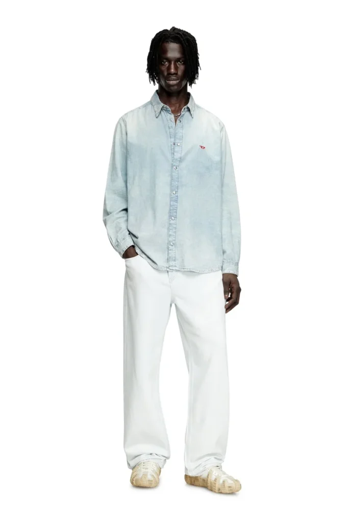 d-simply Chemise en denim effet délavé
