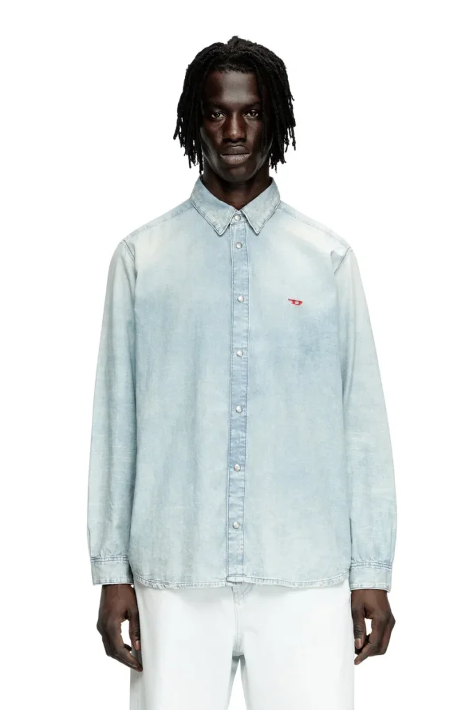 d-simply Chemise en denim effet délavé