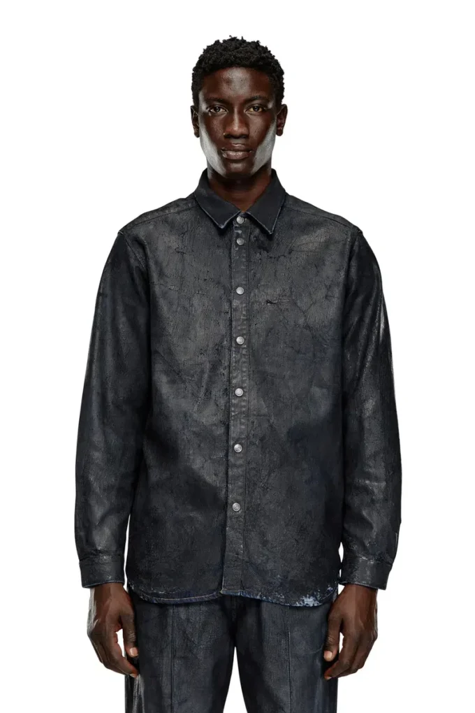 d-simply-fse Chemise en denim avec revêtement craquelé