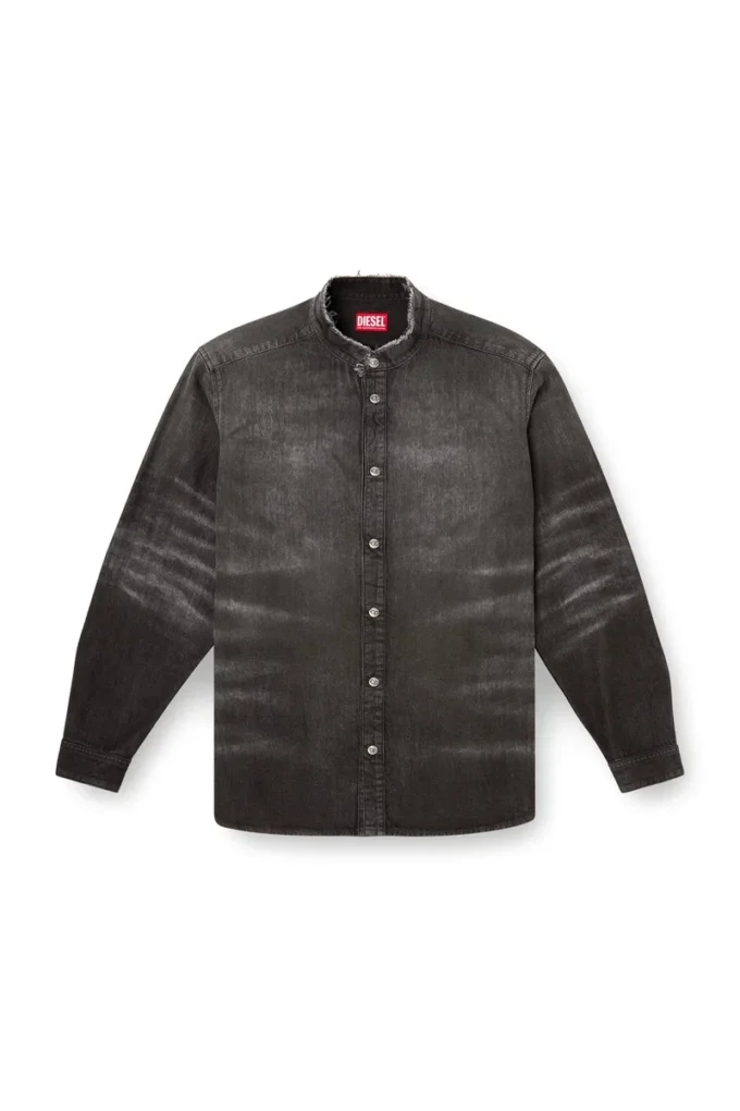 d-simply-fsh Chemise en denim nid d&rsquo;abeille vieilli