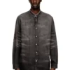 d-simply-fsh Chemise en denim nid d&rsquo;abeille vieilli