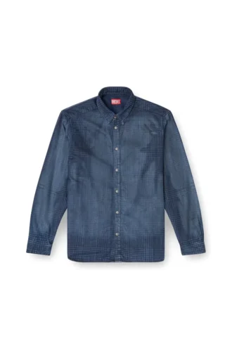 d-simply-s13 Chemise en denim fluide Prince de Galles