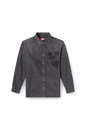 d-simply-s15 Chemise en denim avec emblème brodé
