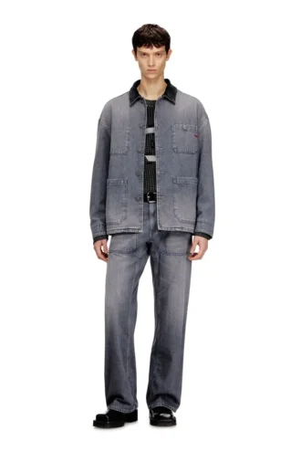 d-stack-u-l Veste en denim style utilitaire avec col contrasté