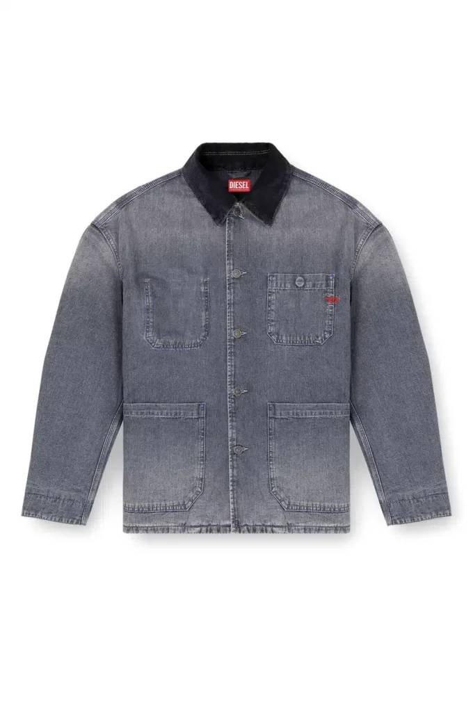 d-stack-u-l Veste en denim style utilitaire avec col contrasté