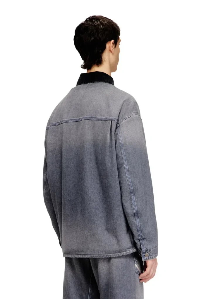 d-stack-u-l Veste en denim style utilitaire avec col contrasté