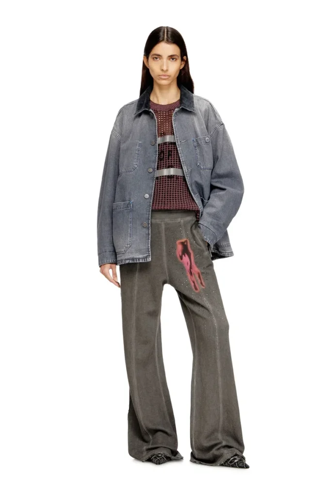 d-stack-u-l Veste en denim style utilitaire avec col contrasté