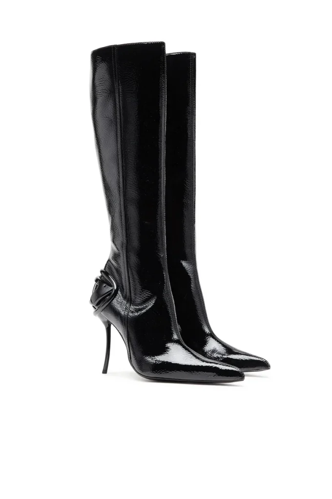 d-ten&half hb Bottes D-Ten&Half-Glossy à hauteur du genou avec talon incurvé