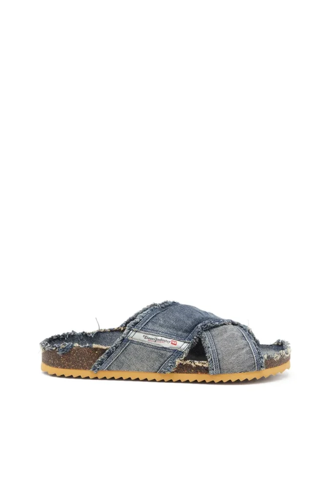 d-woodstock cross Sandales D-Woodstock-Crossover en denim effiloché