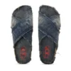 d-woodstock cross Sandales D-Woodstock-Crossover en denim effiloché