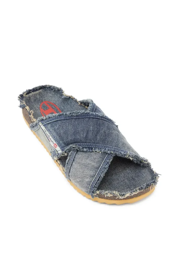 d-woodstock cross Sandales D-Woodstock-Crossover en denim effiloché
