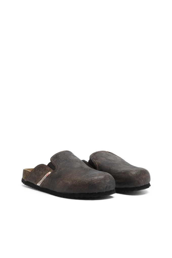 d-woodstock slip-on Mules D-Woodstock en daim effet craquelé