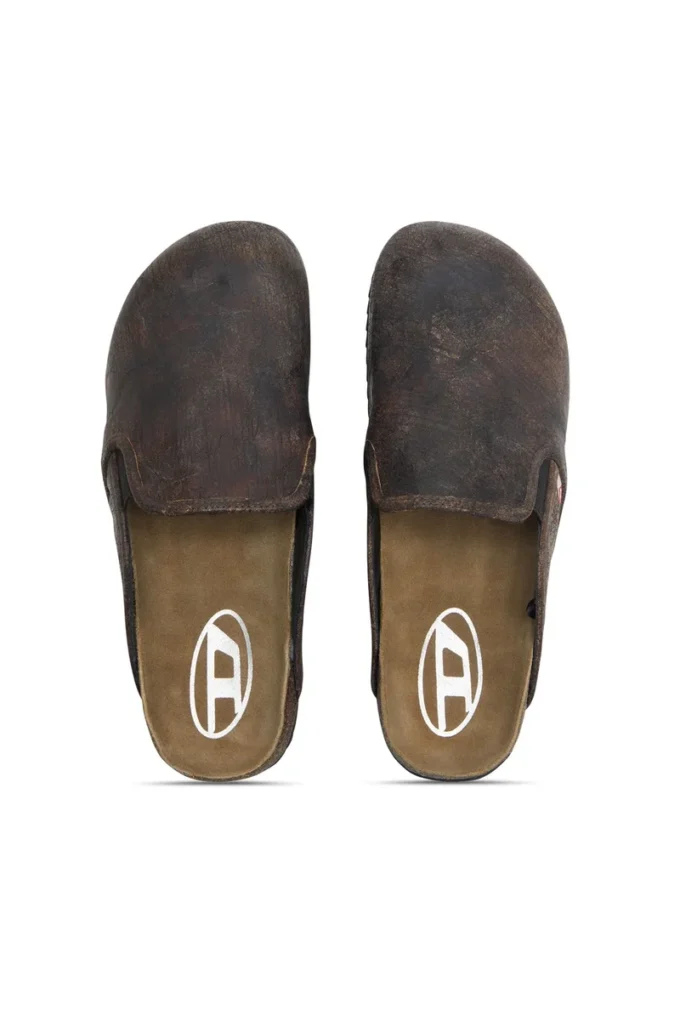 d-woodstock slip-on Mules D-Woodstock en daim effet craquelé