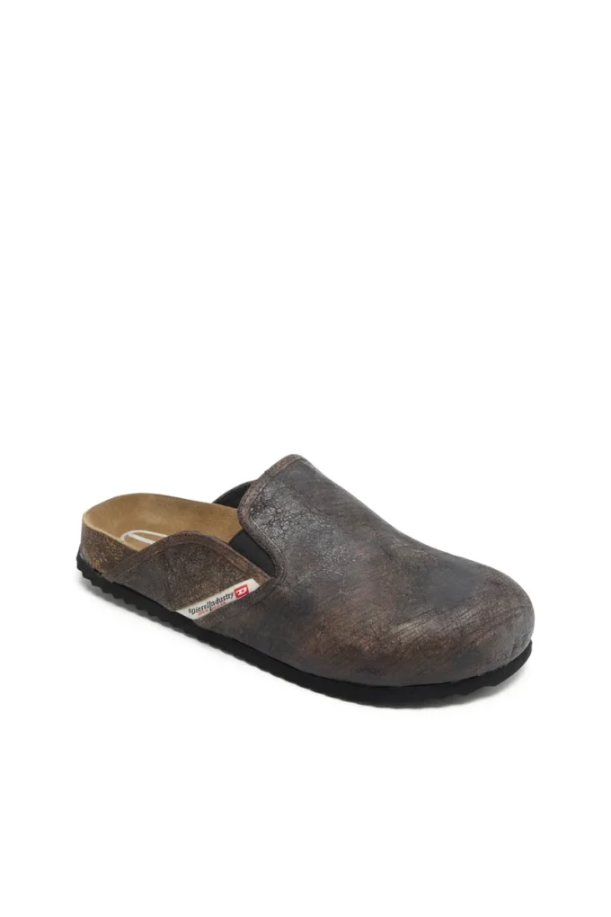 d-woodstock slip-on Mules D-Woodstock en daim effet craquelé