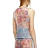 débardeur en denim dévoré à fleurs