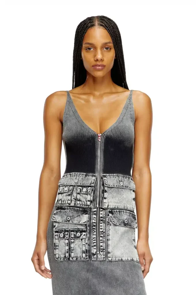 Débardeur en maille m-melly avec poches cargo en denim