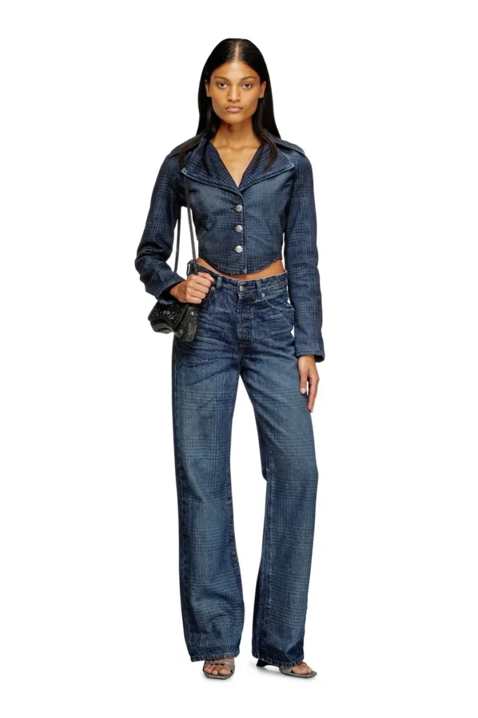 de-ali-s Veste courte en denim Prince de Galles