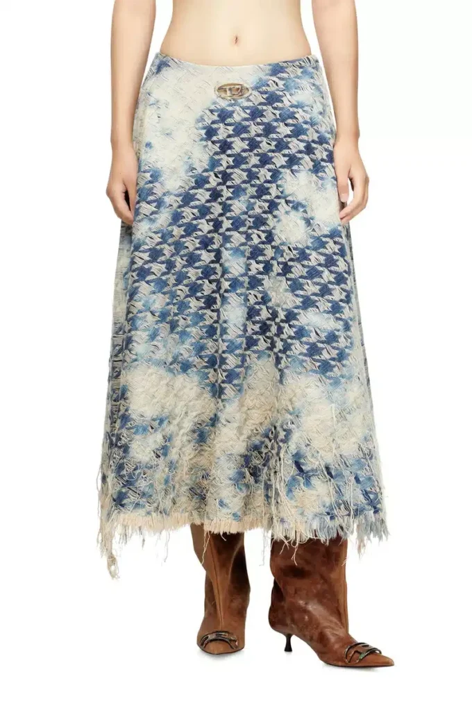 de-annet-fsh1 Jupe midi en denim à motif pied-de-poule