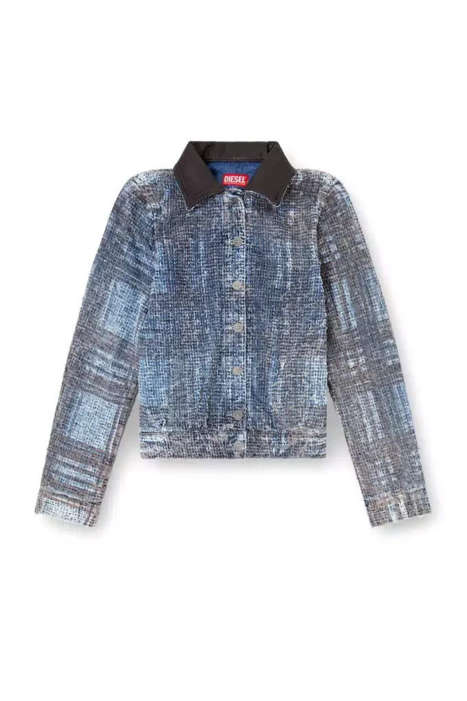 de-ateli-s Veste courte en denim bouclé graphique