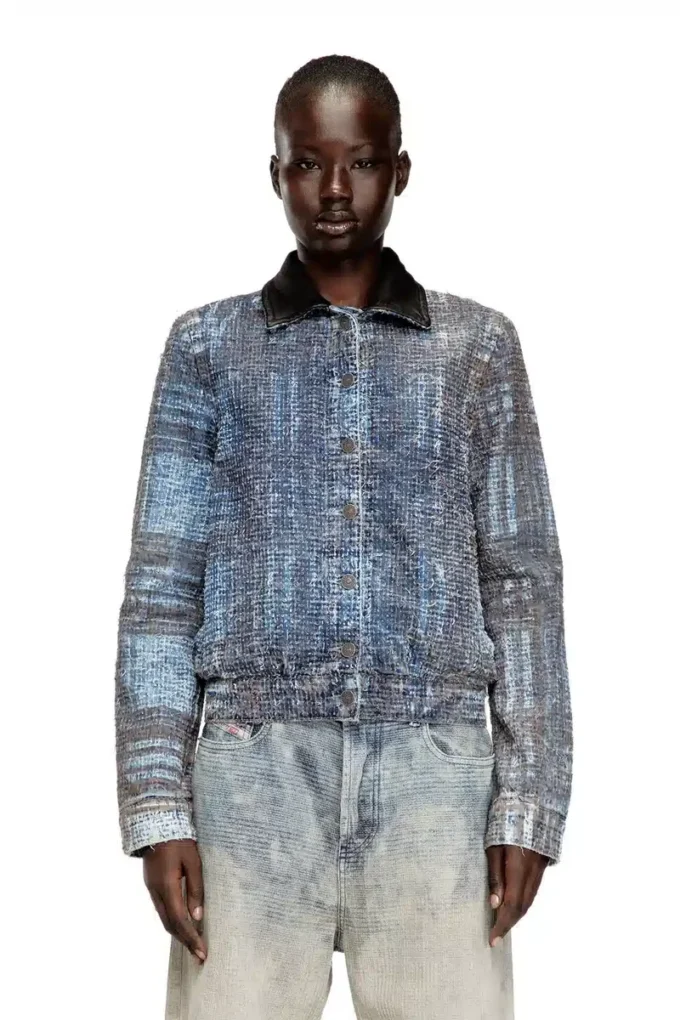 de-ateli-s Veste courte en denim bouclé graphique