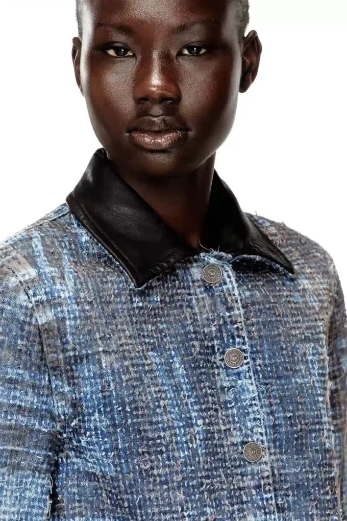 de-ateli-s Veste courte en denim bouclé graphique