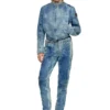 de-calur-fse Veste en denim avec détails zips motard