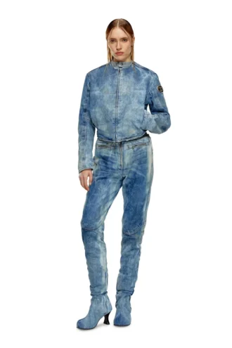 de-calur-fse Veste en denim avec détails zips motard