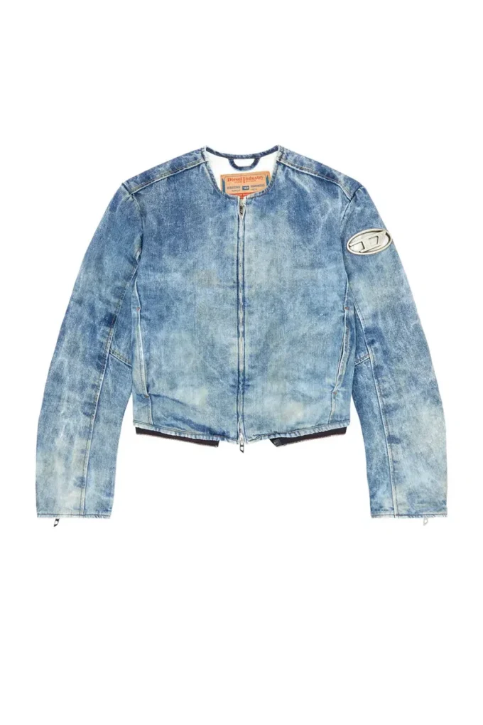 de-calur-fse Veste en denim avec détails zips motard